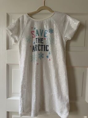 NWT - Peek White Sequin "Save the Arctic" Kids Dress